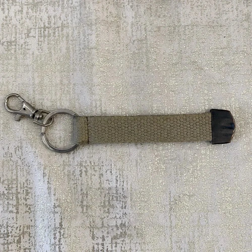 DOLCE & GABBANA Beige Canvas & Metal Keychain with Box & Paperwork. EUC!